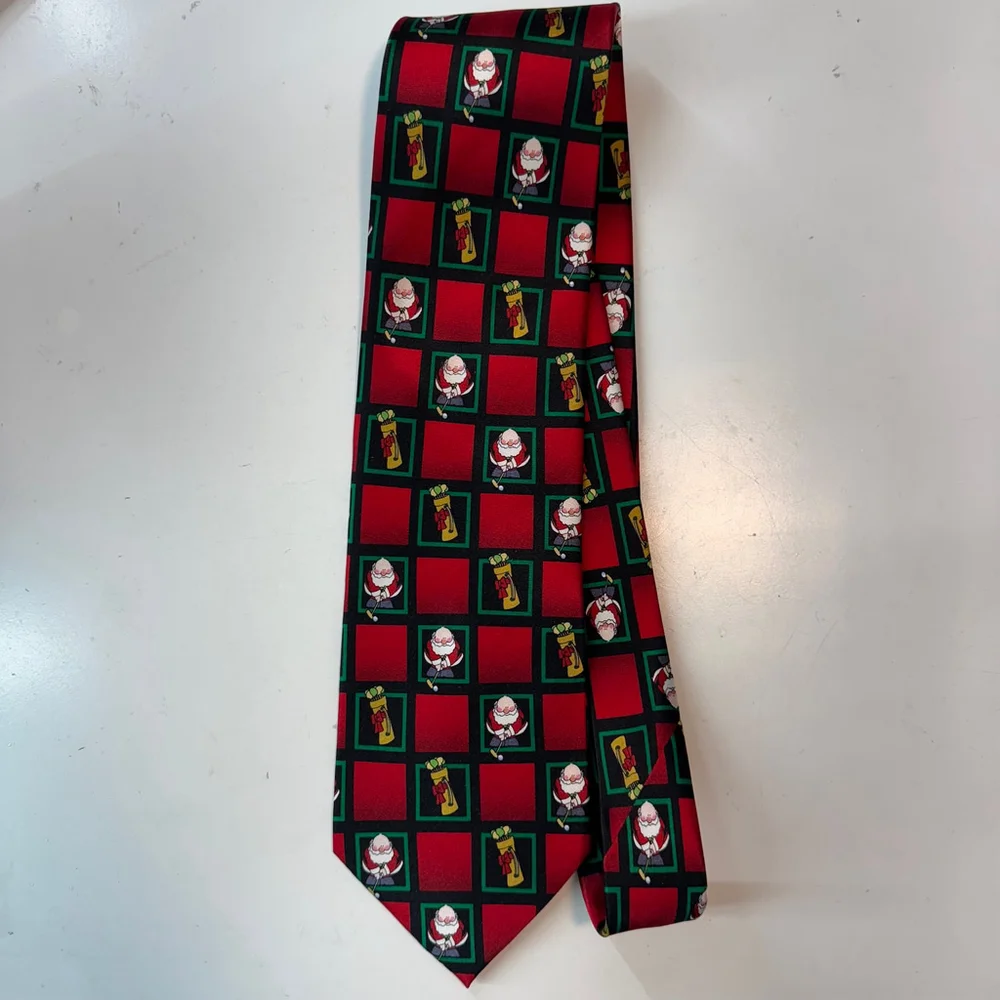 Kersten Brothers Jolly Ol Nickties Santa Golf Necktie Tie Silk Holiday Christmas